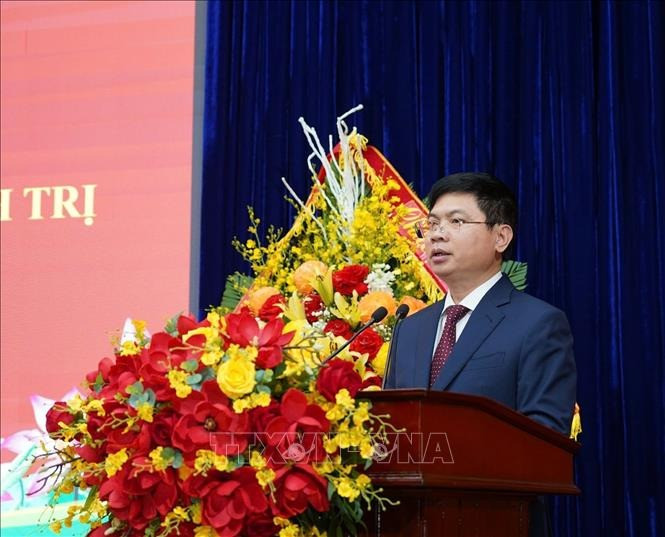 Bí thư Tỉnh ủy Hà Nam Trương Quốc Huy phát biểu tại hội nghị. Ảnh: TTXVN.