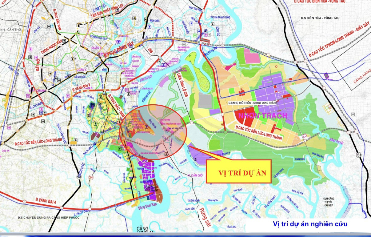 Sơ đồ vị trí xây dựng cầu Cần Giờ. Ảnh: Sở GTVT TP.HCM.