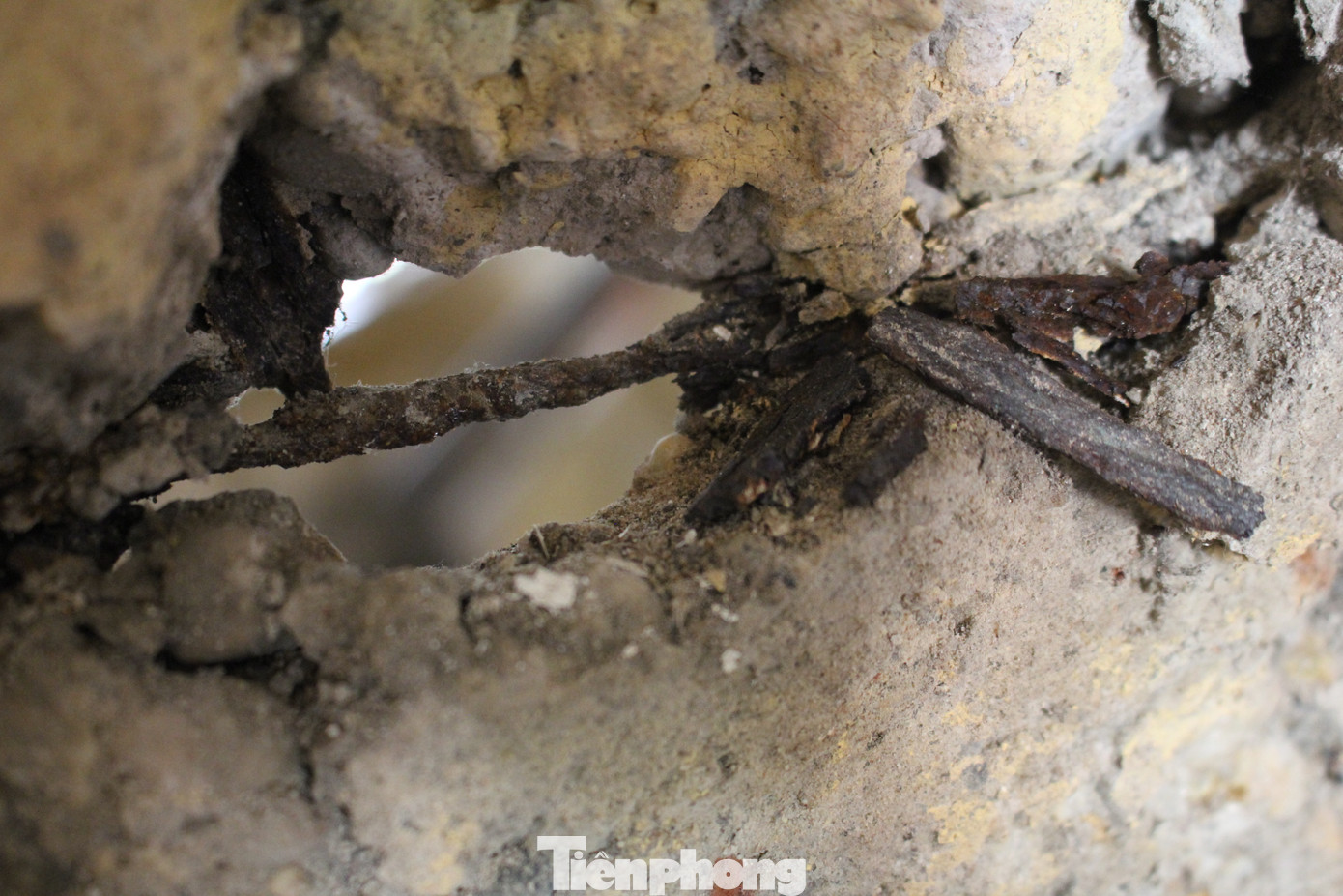 Nhiều người sinh sống trong khu nhà cho biết, chỉ bằng mắt thường cũng có thể nhận thấy phần cốt thép của hai cầu thang trong khu nhà và tường đã hoen gỉ nặng. Thậm chí, chỉ cần tác động nhẹ phần sắt này đã tự động rơi ra.