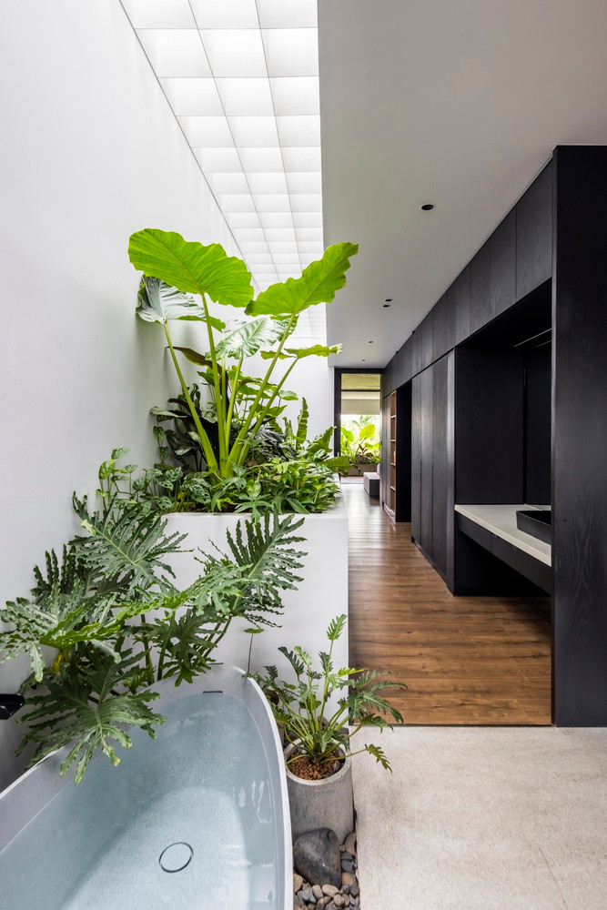 Sự xâm nhập của ánh sáng tự nhiên vào các phòng được tạo điều kiện thuận lợi nhờ sự hiện diện của các khẩu độ trên hai mặt tiền của ngôi nhà và một khẩu độ theo chiều dọc.