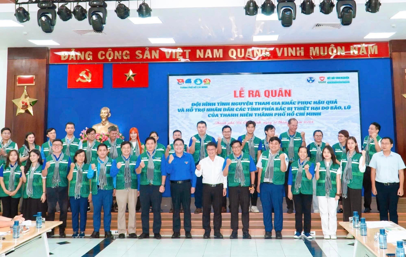 Thành Đoàn TPHCM ra mắt 20 đội hình tình nguyện tham gia hỗ trợ và khắc phục hậu quả bão số 3 tại các tỉnh phía Bắc.