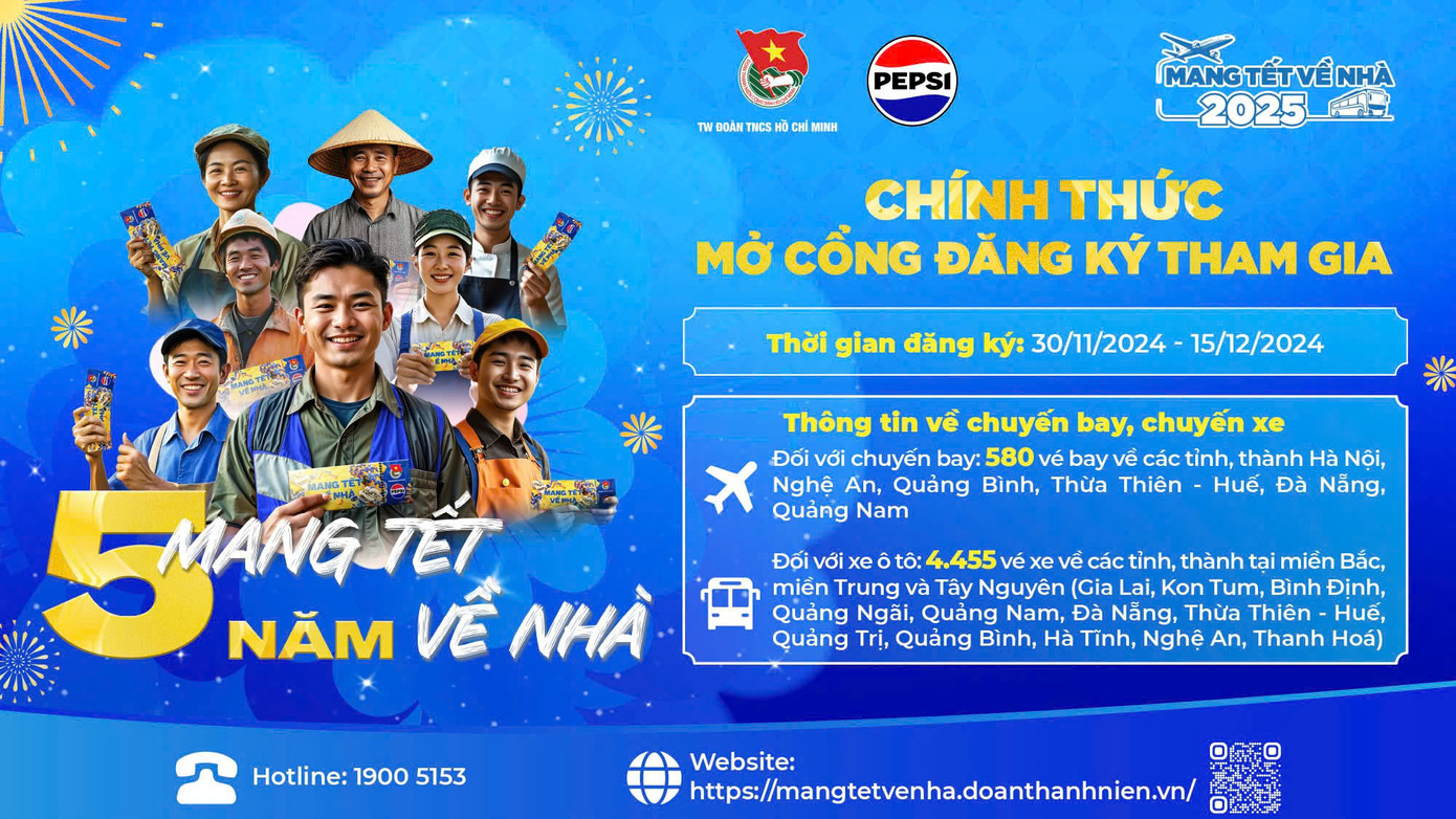 Chương trình "Mang Tết về nhà" năm 2025 đã chính thức mở cổng đăng ký. Chương trình "Mang Tết về nhà" năm 2025 đã chính thức mở cổng đăng ký.