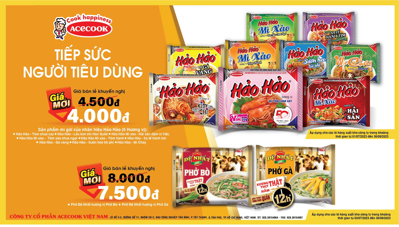 Thông tin về chương trình "Tiếp sức người tiêu dùng" của Acecook Việt Nam.