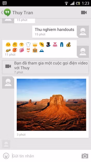 Giao diện chat Hangouts trên Android. Giao diện chat Hangouts trên Android