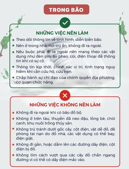 Những việc nên và không nên trong thời gian bão đổ bộ