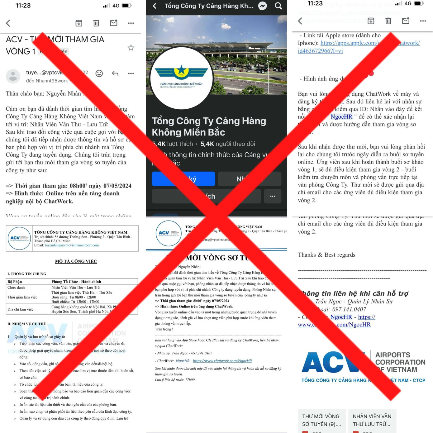 ACV khẳng định những thông tin tuyển dụng, kêu gọi đầu tư góp vốn, mời thầu đăng tải trên các website không phải của ACV là mạo danh, sai sự thật.