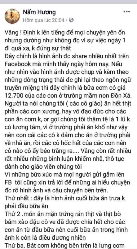 Vụ cho trẻ ăn thực phẩm bẩn, phụ huynh yêu cầu từng giáo viên xin lỗi ảnh 1