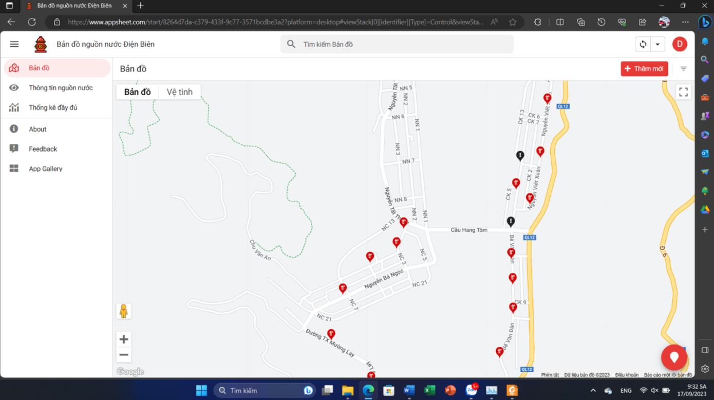 Giao diện Bản đồ số phiên bản website cho máy tính Giao diện Bản đồ số phiên bản website cho máy tính