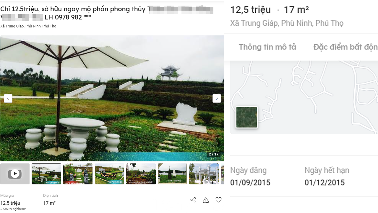 Giá đất nghĩa trang tăng mạnh theo thời gian.