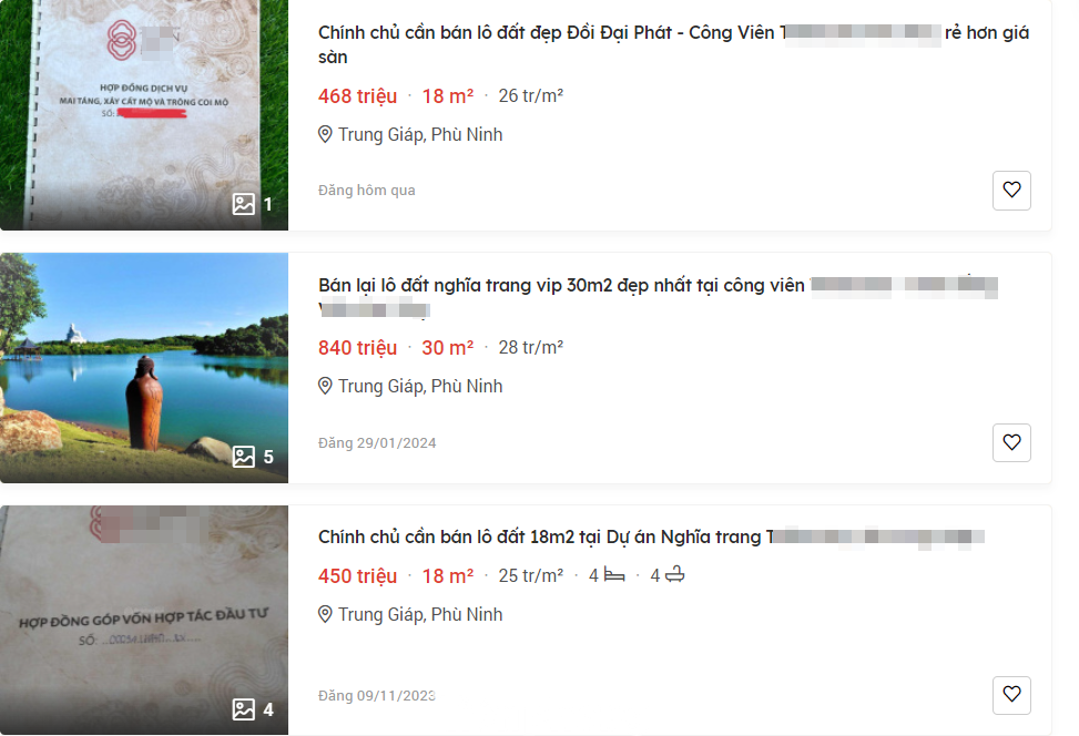 Giá đất nghĩa trang tăng mạnh theo thời gian.