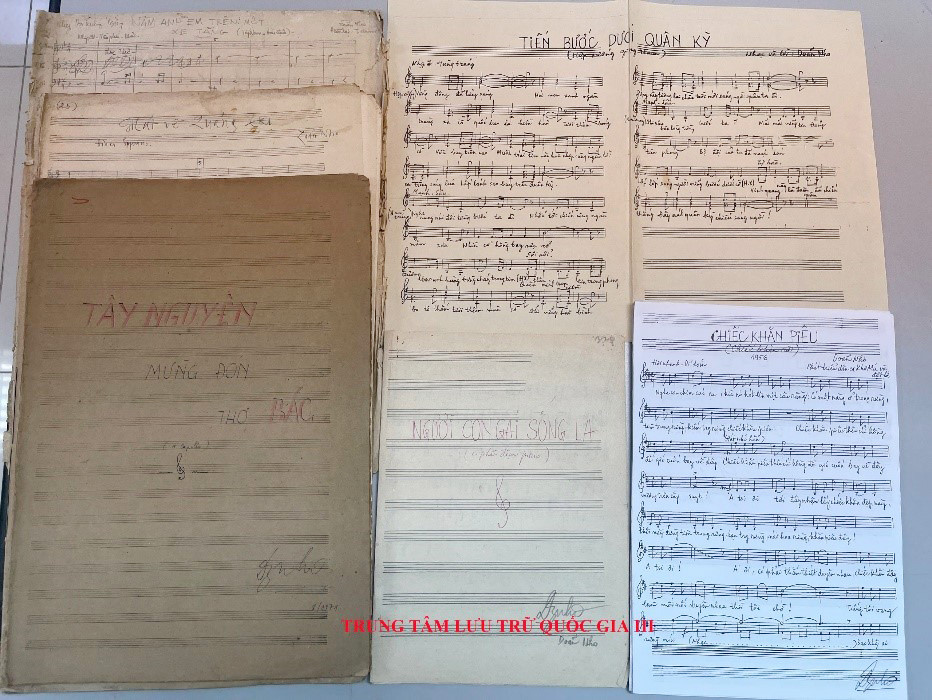 Một số tài liệu gốc những sáng tác của nhạc sĩ Doãn Nho.