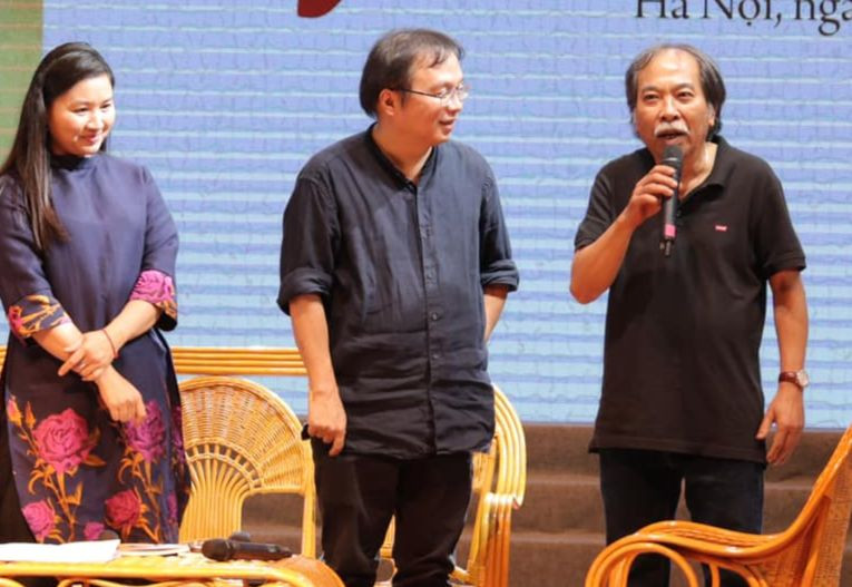 Chủ tịch Hội Nhà văn Việt Nam Nguyễn Quang Thiều chia sẻ tại buổi ra mắt tác phẩm Viễn ca.