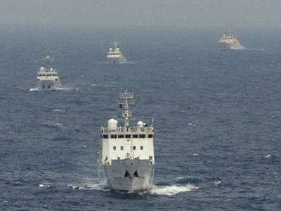 Các tàu hải giám Trung Quốc đi vào vùng biển xung quanh Senkaku/Điếu Ngư. Ảnh: Kyodo