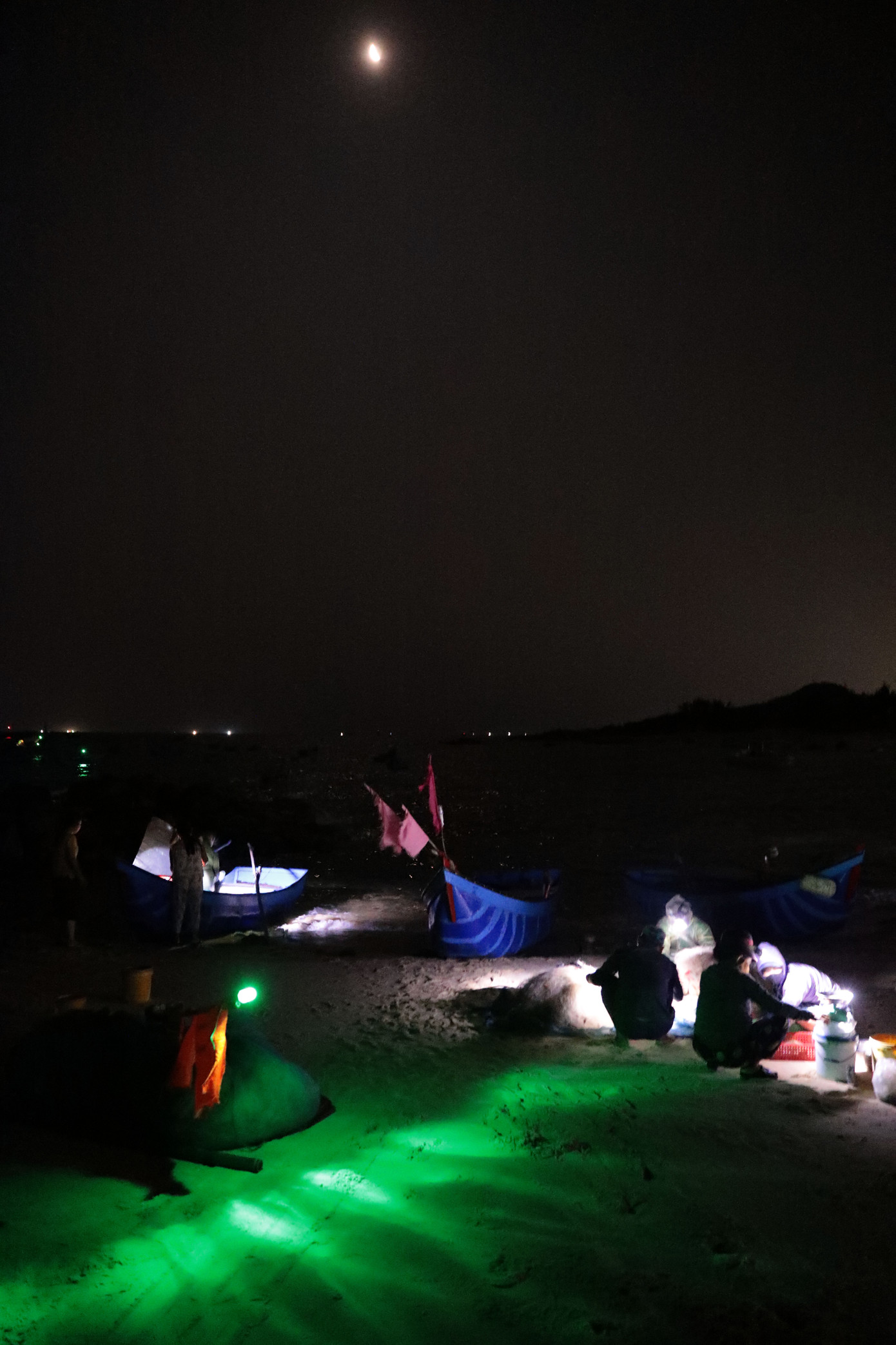 Ở làng chài An Hải có một nét rất riêng là du khách có thể vừa ngắm trăng chờ bình minh lên trên biển, vừa hít không khí sớm mai trong lành, vừa xem ngư dân kéo lưới đánh bắt hải sản và “săn” hải sản tươi ngay trên mép nước tại bến thuyền neo đậu của ngư dân.