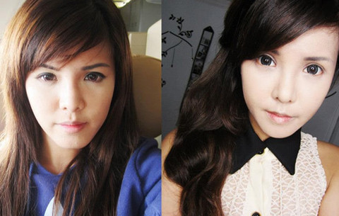 Hot blogger Peggy Heng với diện mạo trước và sau khi phẫu thuật thẩm mỹ của cô. Ảnh: Yahoo!Singapore