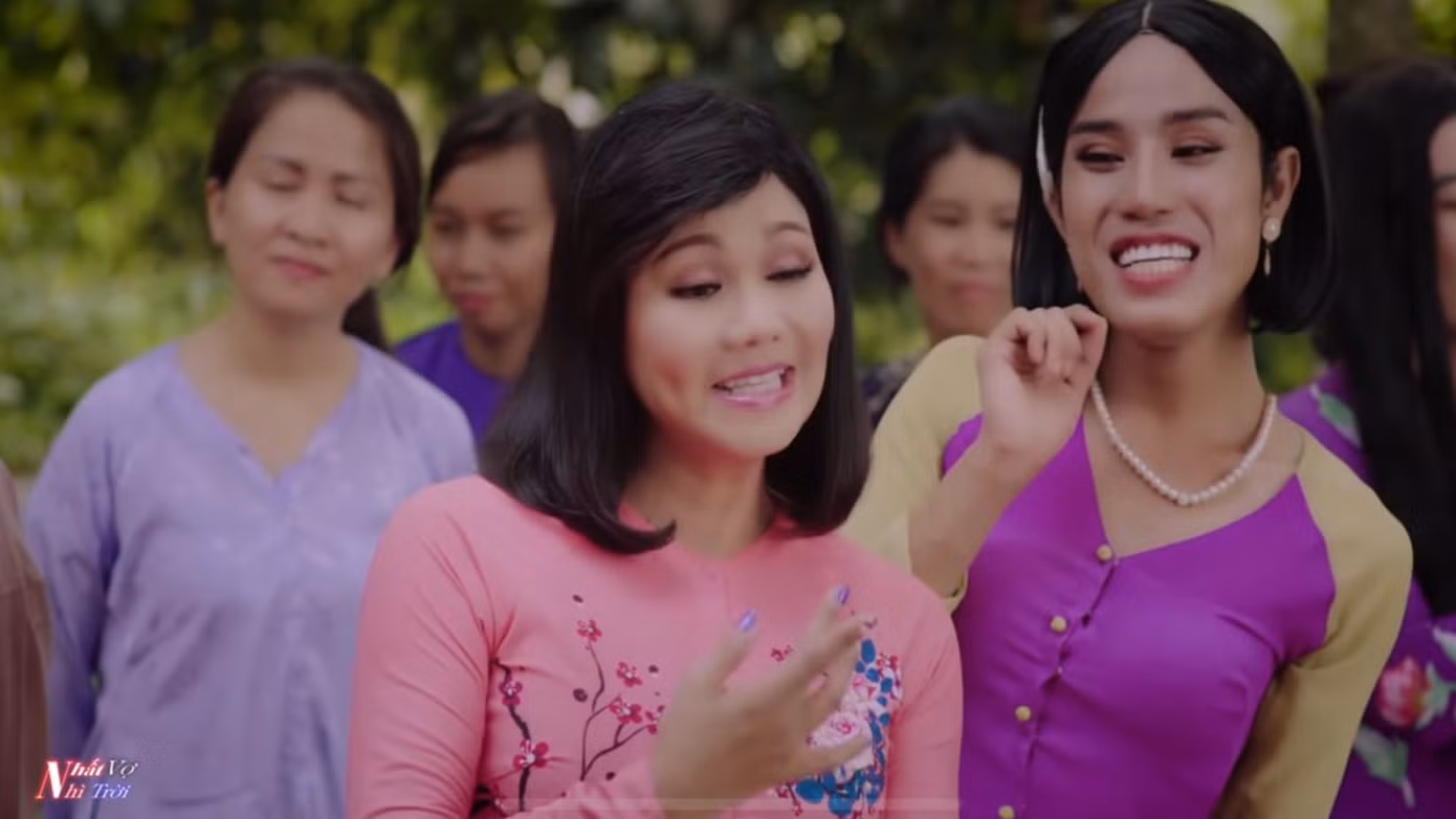 Cường Phạm đóng phim ca nhạc Nhất vợ nhì trời cùng NSƯT Ngọc Huyền.