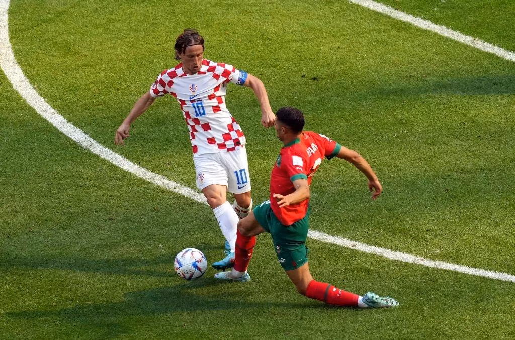 Croatia và Morocco (áo đỏ) đã hoà nhau 0-0 ở trận mở màn bảng F World Cup 2022.