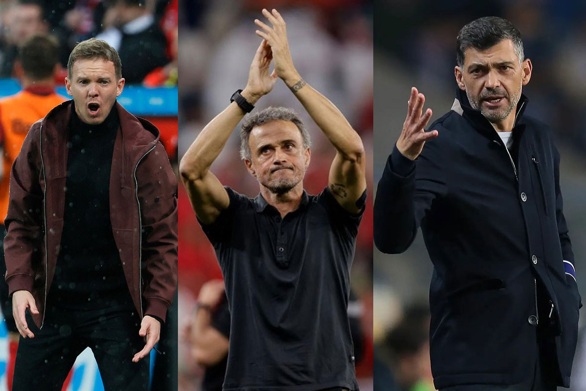 HLV Nagelsmann, Enrique và Conceicao (từ trái sang) là những cái tên được Tottenham nhắm tới để thay Conte. HLV Nagelsmann, Enrique và Conceicao (từ trái sang) là những cái tên được Tottenham nhắm tới để thay Conte.