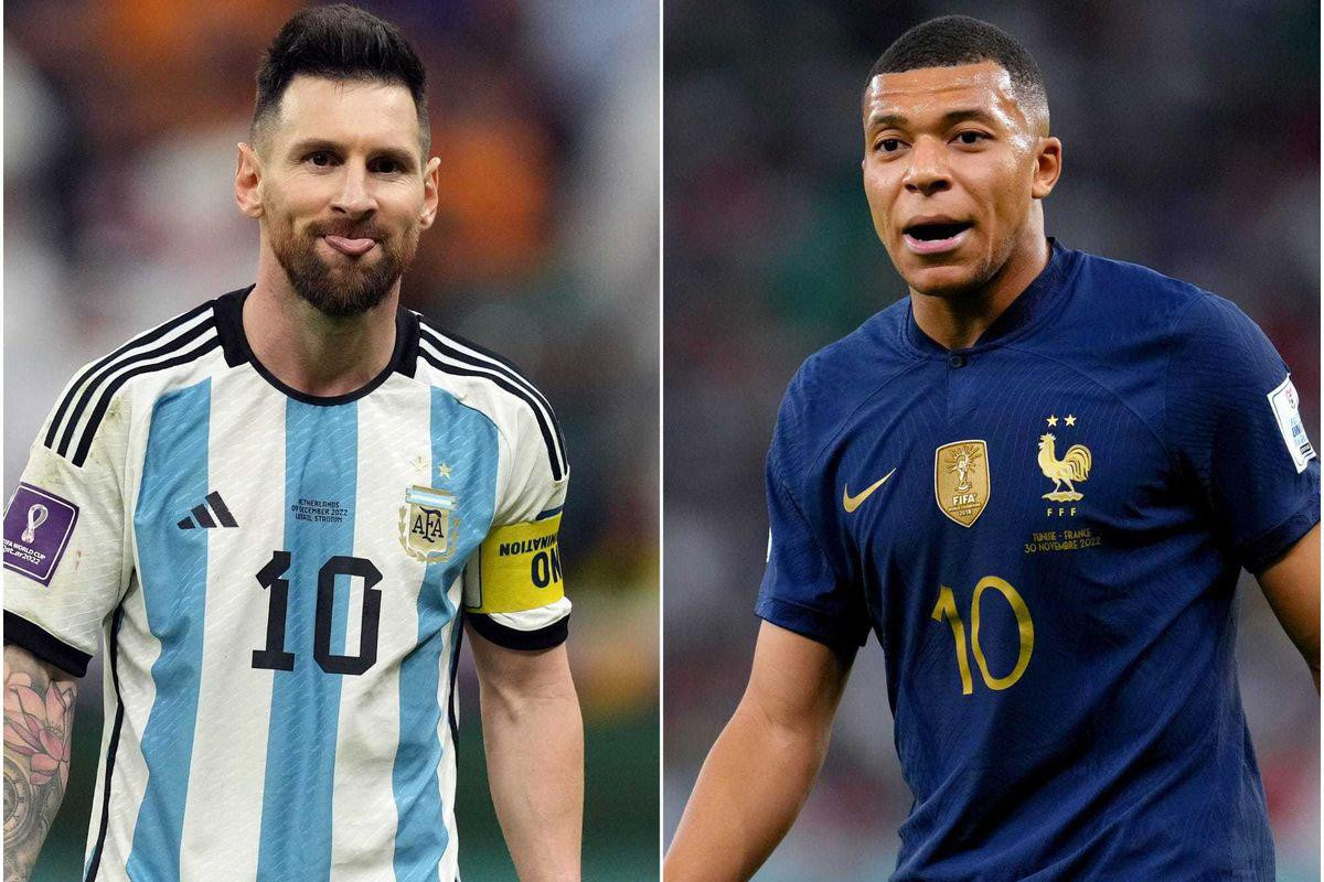 Messi tạm thời xếp trên Mbappe (phải) trong cuộc đua tới danh hiệu Vua phá lưới World Cup 2022. Messi tạm thời xếp trên Mbappe (phải) trong cuộc đua tới danh hiệu Vua phá lưới World Cup 2022.