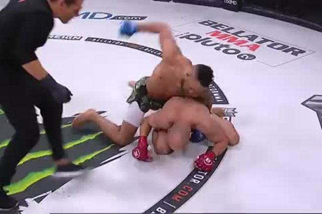 Chris Gonzalez tung hàng loạt cú đấm bồi hạ gục đối thủ. Chris Gonzalez tung hàng loạt cú đấm bồi hạ gục đối thủ.