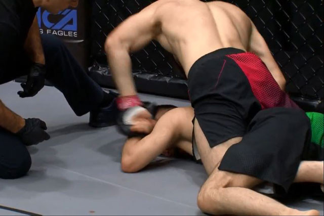Aslanbek Mezhidov đấm gục đối thủ.