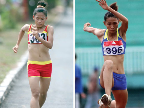 VN hiện có những tài năng rất trẻ như Thanh Phúc - đi bộ (trái), Huệ Hoa - nhảy ba bước 