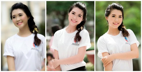 Khoảnh khắc đáng yêu của Tường Linh khi tham dự cuộc thi Hoa khôi do Học viện hàng không tổ chức 