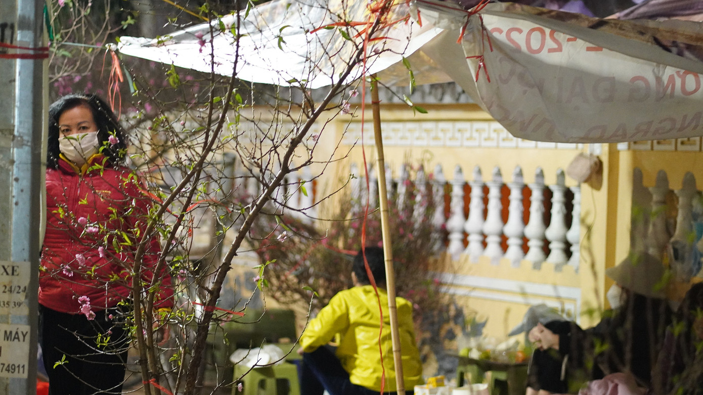 Các cọc bạt che chắn gió sương với ấm trà nóng sưởi ấm.