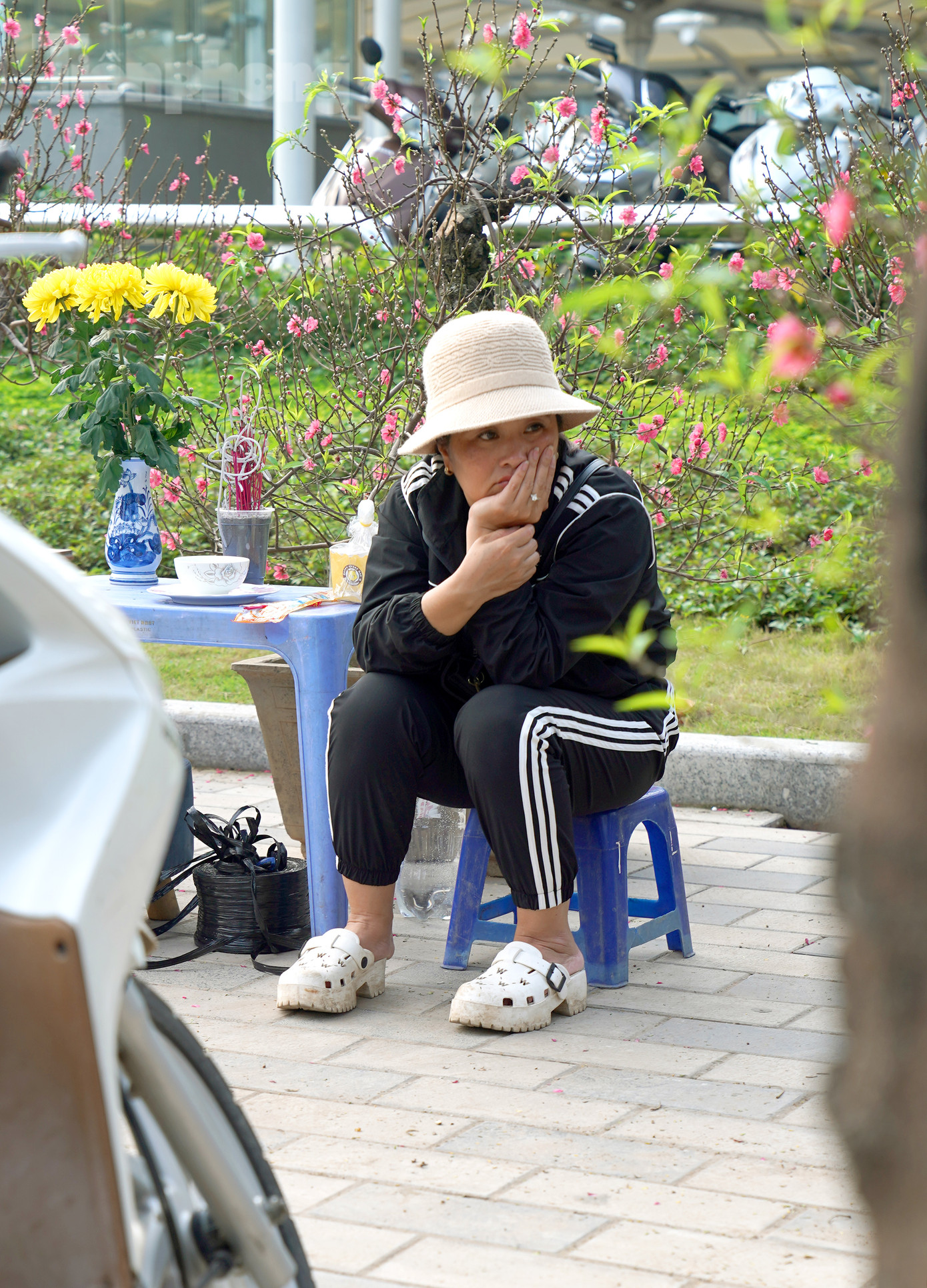 Tiểu thương khá lo âu cho hay: "Tuy vắng nguời mua nhưng tôi và nhiều thương lái khác chắc chắn sẽ không hạ giá, bởi chi phí nhập và vận chuyển cũng rất cao rồi. Cũng không thể thành tiền lệ để tới năm sau biết bán cho ai".