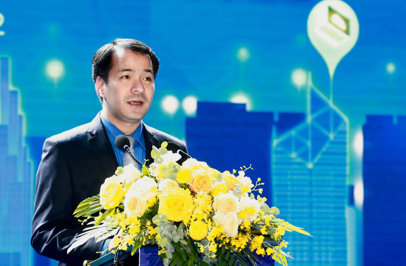 Bí thư T.Ư Đoàn Ngô Văn Cương phát biểu tại buổi lễ. Ảnh: Bảo Anh