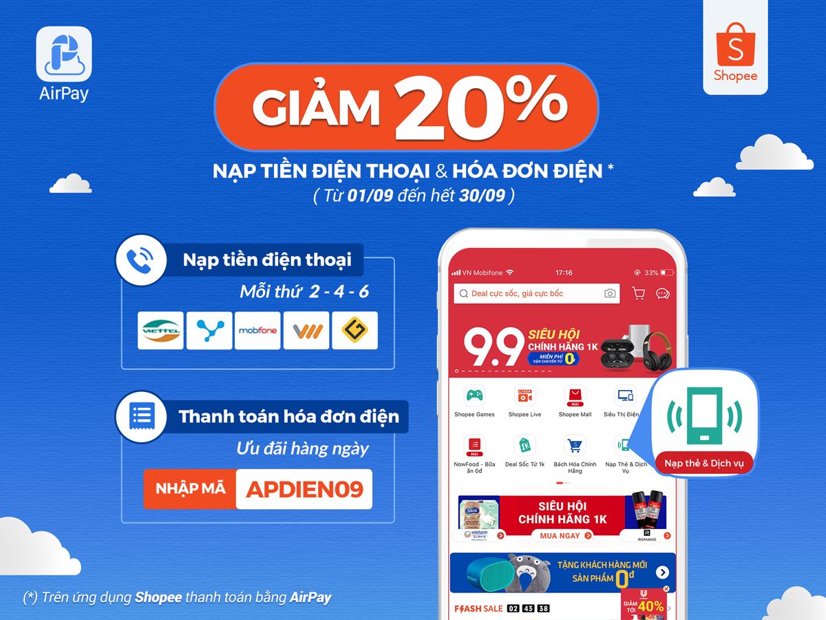 Tiết kiệm 20% khi nạp tiền & thanh toán trên Shopee với AirPay ảnh 1
