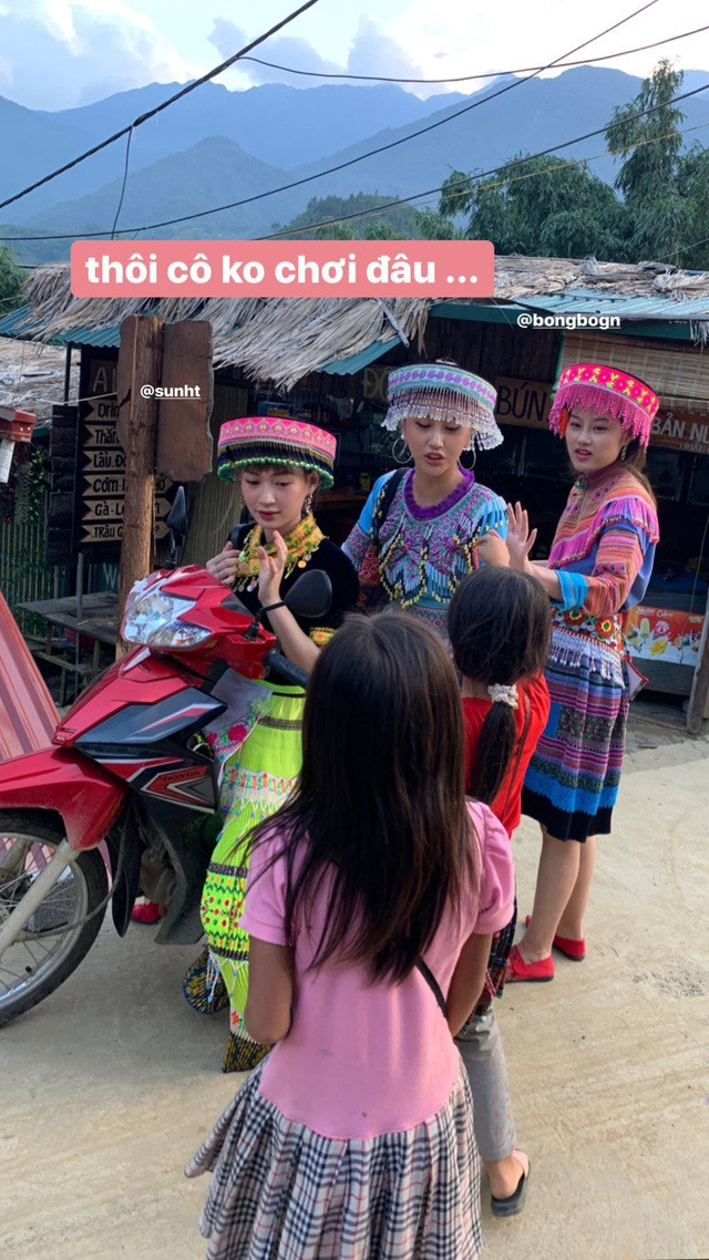 Chi Pu - Quỳnh Anh Shyn mặc váy dân tộc tấu hài cực lầy ở Sapa ảnh 5