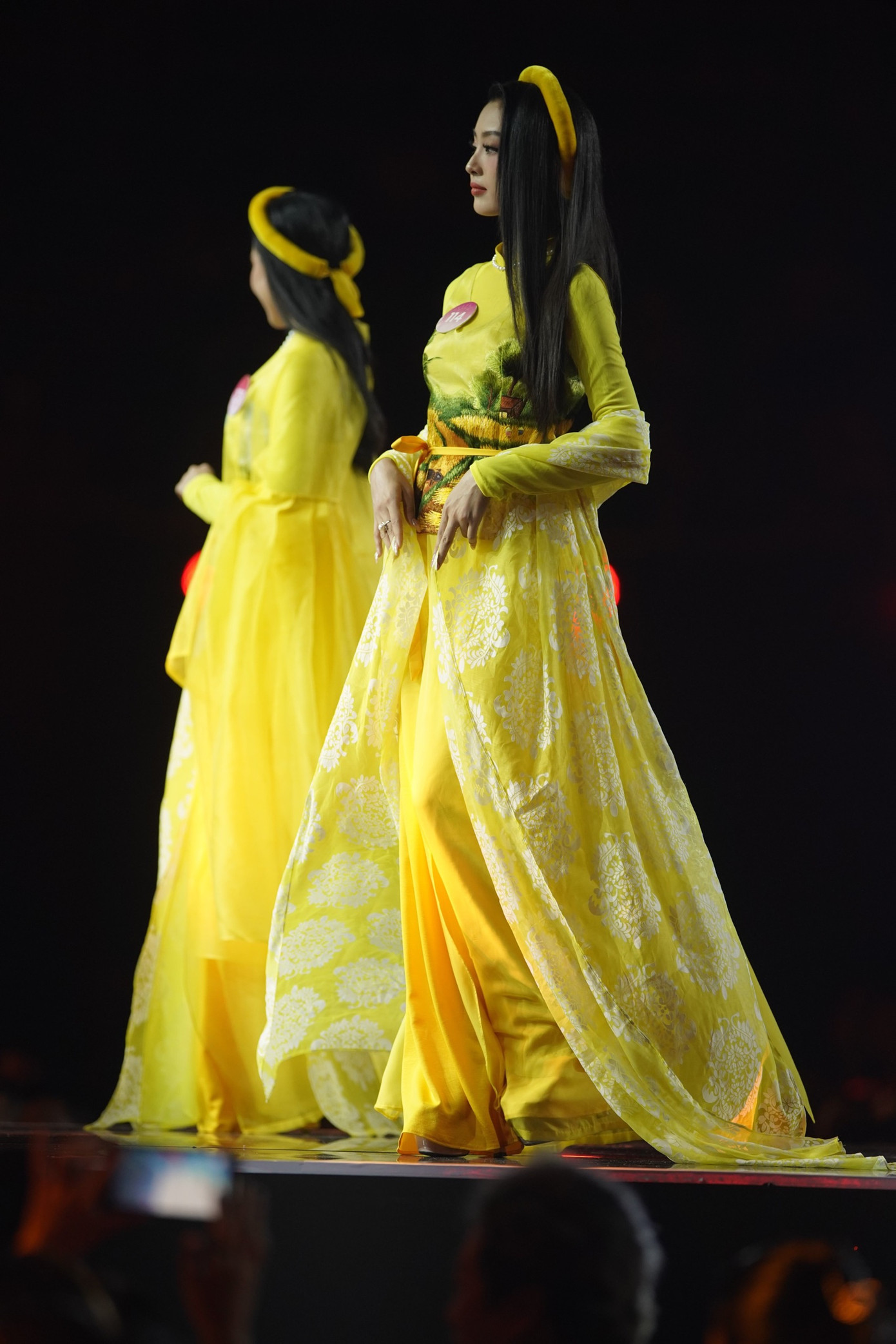 Các thiết kế áo dài của NTK Đinh Văn Thơ mang tên Việt Nam tôi ứng dụng kỹ thuật vẽ tay trên chất liệu vải, mô phỏng lại các công trình mang đậm dấu ấn văn hóa, lịch sử. Nhà thiết kế đã tạo nên bức tranh sinh động về một Việt Nam giàu bản sắc.