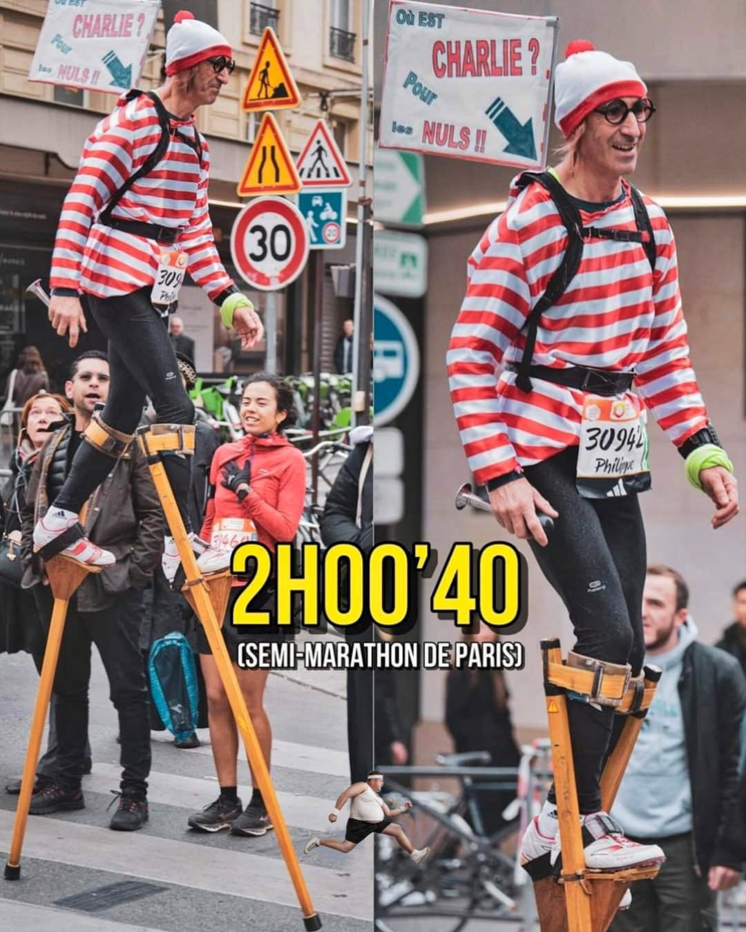 Philippe Graciette gây chú ý trên đôi cà kheo.