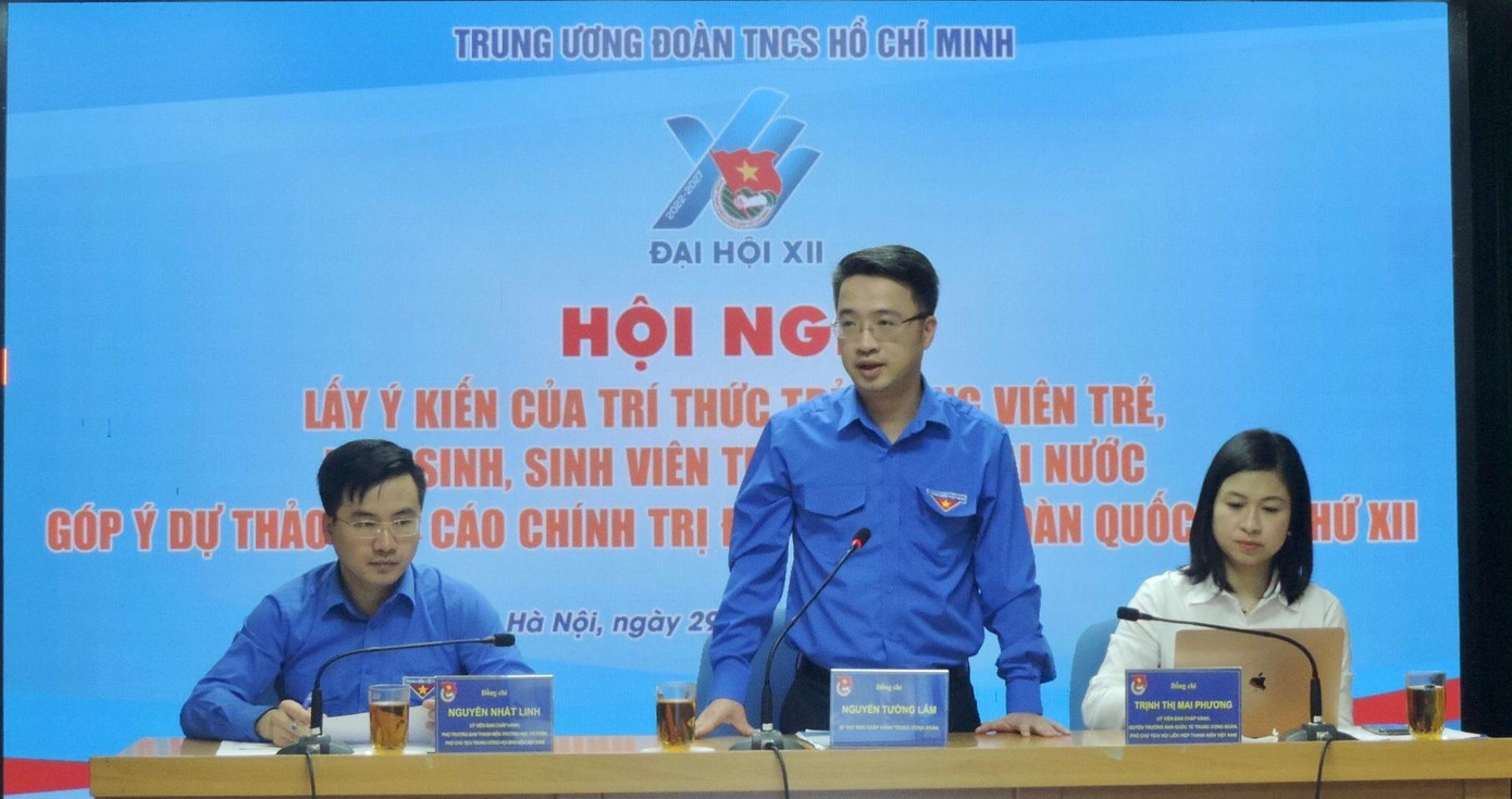 Anh Nguyễn Tường Lâm, Bí thư T.Ư Đoàn phát biểu tại hội nghị.