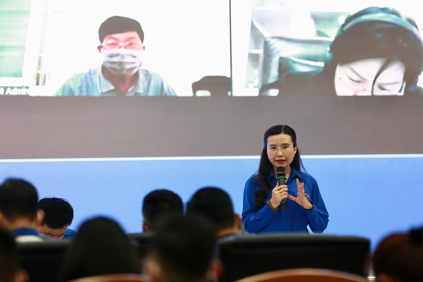Chị Nguyễn Phạm Duy Trang, Bí thư T.Ư Đoàn, Chủ tịch Hội đồng Đội T.Ư phát biểu tại hội nghị. Ảnh: Bảo Anh Chị Nguyễn Phạm Duy Trang, Bí thư T.Ư Đoàn, Chủ tịch Hội đồng Đội T.Ư phát biểu tại hội nghị. Ảnh: Bảo Anh