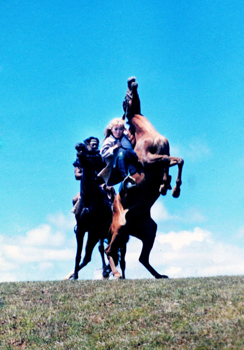 Chú ngựa bất ngờ hý vang và chổng vó, khiến Trizzie Phương Trinh một phen hoảng sợ