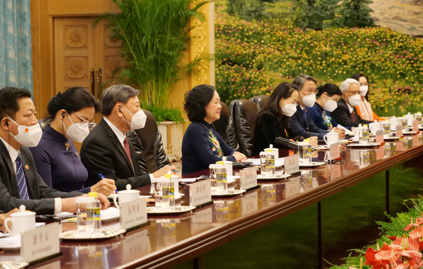 Bà Trương Thị Mai, Ủy viên Bộ Chính trị, Thường trực Ban Bí thư, Trưởng Ban Tổ chức Trung ương và Đoàn đại biểu Việt Nam. (Ảnh: Mạnh Cường/TTXVN)