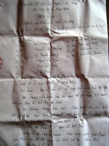 Biên bản thỏa thuận nhận tiền hỗ trợ, không khiếu kiện