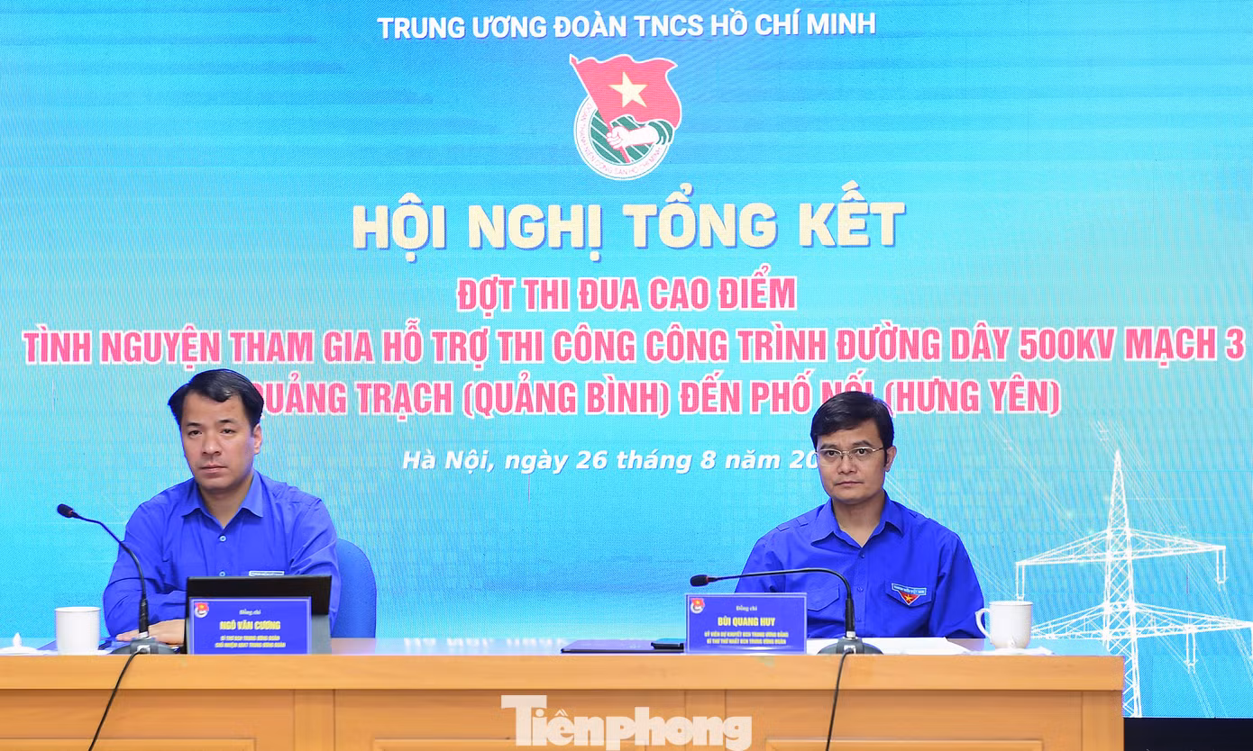 Anh Bùi Quang Huy và anh Ngô Văn Cương chủ trì hội nghị. Ảnh: Xuân Tùng Anh Bùi Quang Huy và anh Ngô Văn Cương chủ trì hội nghị. Ảnh: Xuân Tùng