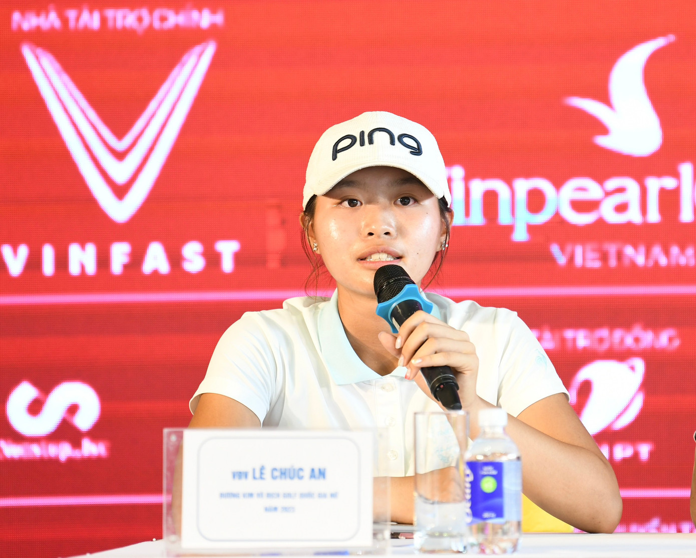 Golfer Lê Chúc An chia sẻ tại buổi gặp mặt báo chí. Golfer Lê Chúc An chia sẻ tại buổi gặp mặt báo chí.