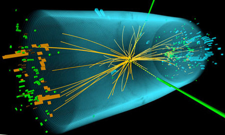 Mô phỏng va chạm proton bên trong máy gia tốc hạt lớn. Ảnh CERN. Mô phỏng va chạm proton bên trong máy gia tốc hạt lớn. Ảnh CERN