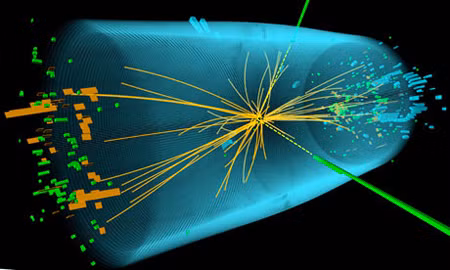 Mô phỏng va chạm proton bên trong máy gia tốc hạt lớn. Ảnh CERN