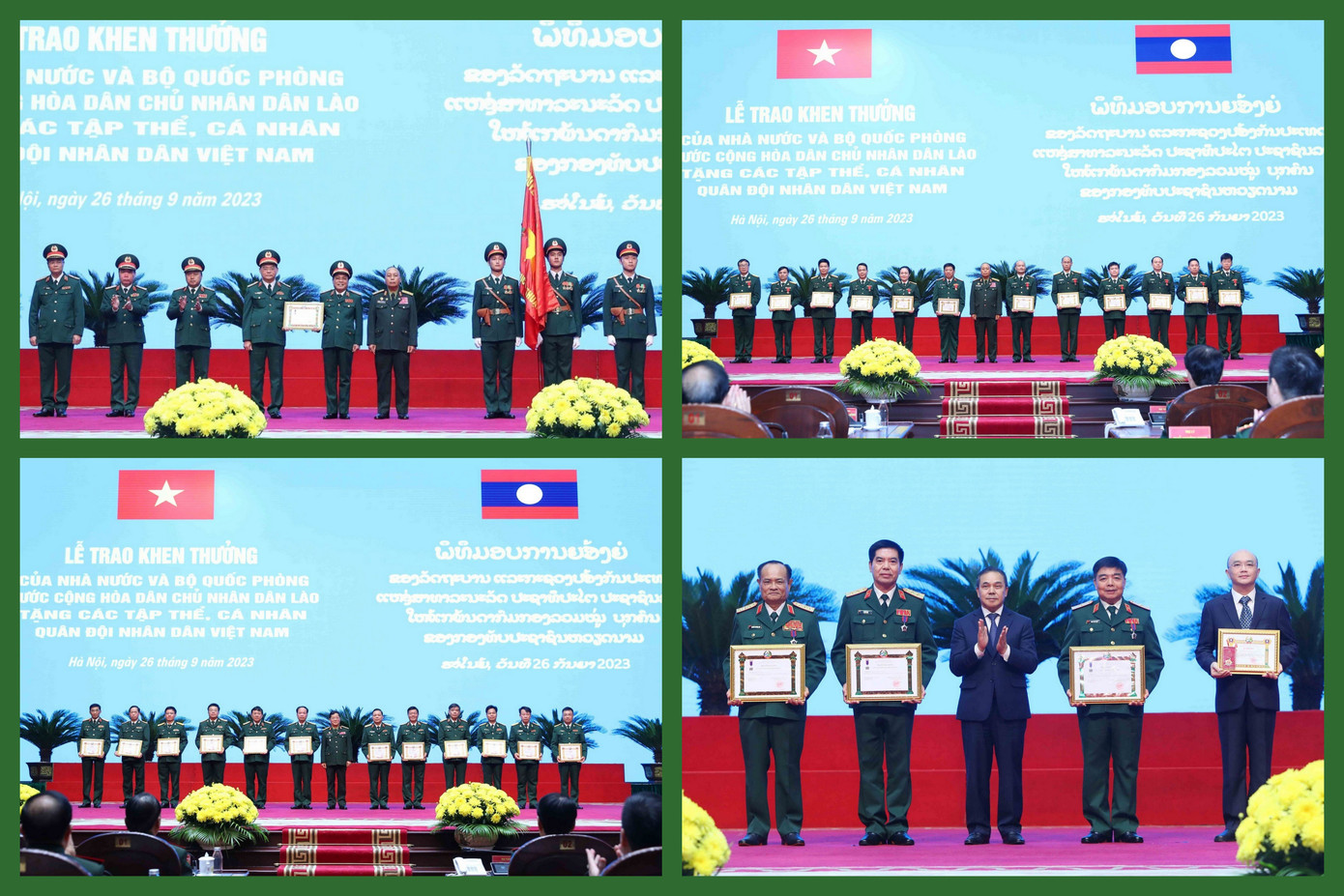 Lãnh đạo QĐND Lào và Đại sứ Lào tại Việt Nam trao Huân chương và Bằng khen tặng các tập thể, cá nhân của QĐND Việt Nam.