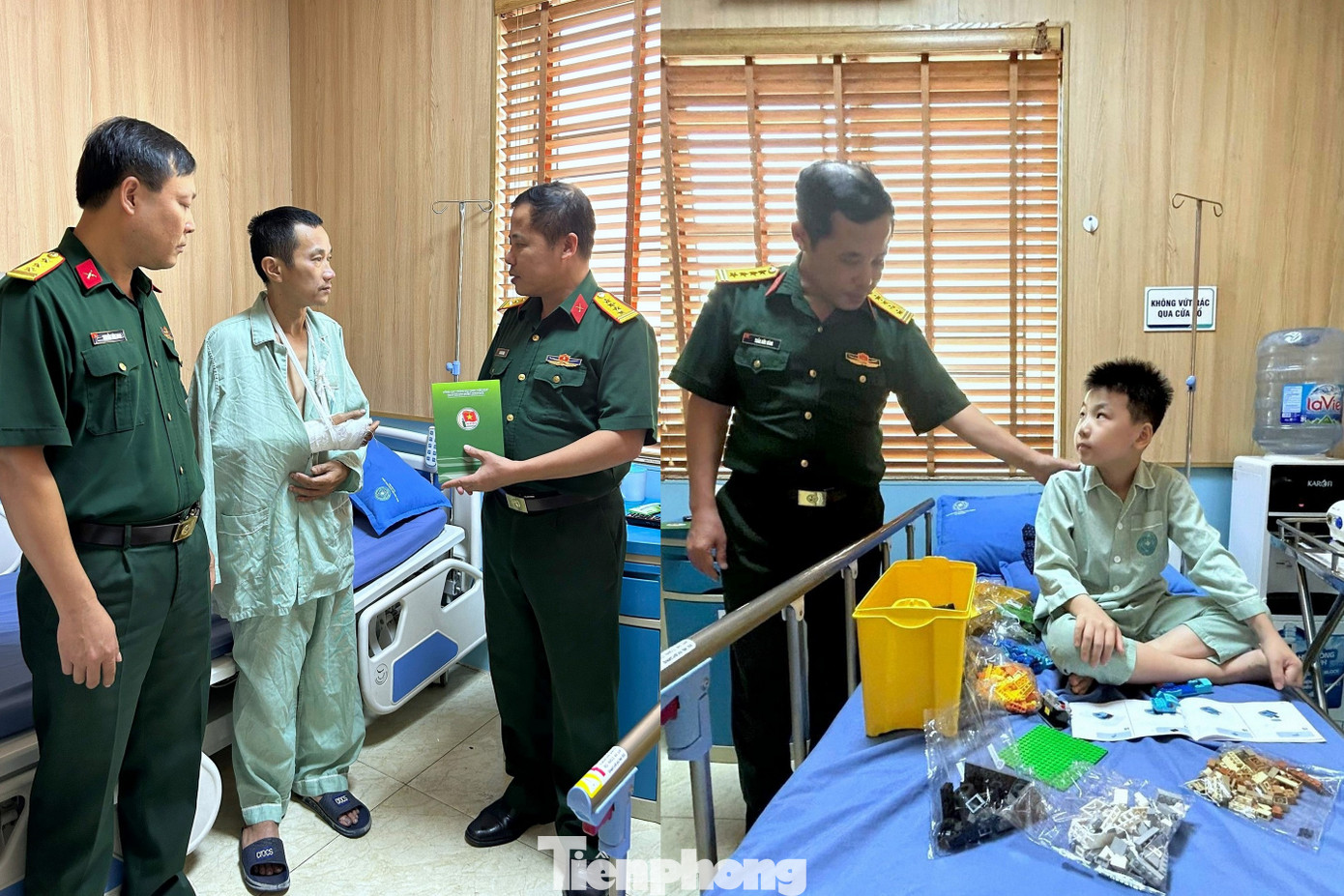 Đại tá Trần Hữu Dũng - Phó Trưởng Ban Thanh niên Quân đội thăm hỏi chồng và con trai của Trung tá quân nhân chuyên nghiệp Nguyễn Thị Hường - Nhân viên Phòng Vật tư, Nhà máy Z176 (Tổng cục Công nghiệp quốc phòng), hiện đang điều trị tại Bệnh viện Đa khoa Hà Đông. Trung tá Nguyễn Thị Hường và con gái học lớp 7 cùng thiệt mạng trong vụ cháy, toàn bộ tài sản của gia đình cũng bị thiêu cháy. Đại tá Trần Hữu Dũng - Phó Trưởng Ban Thanh niên Quân đội thăm hỏi chồng và con trai của Trung tá quân nhân chuyên nghiệp Nguyễn Thị Hường - Nhân viên Phòng Vật tư, Nhà máy Z176 (Tổng cục Công nghiệp quốc phòng), hiện đang điều trị tại Bệnh viện Đa khoa Hà Đông. Trung tá Nguyễn Thị Hường và con gái học lớp 7 cùng thiệt mạng trong vụ cháy, toàn bộ tài sản của gia đình cũng bị thiêu cháy.