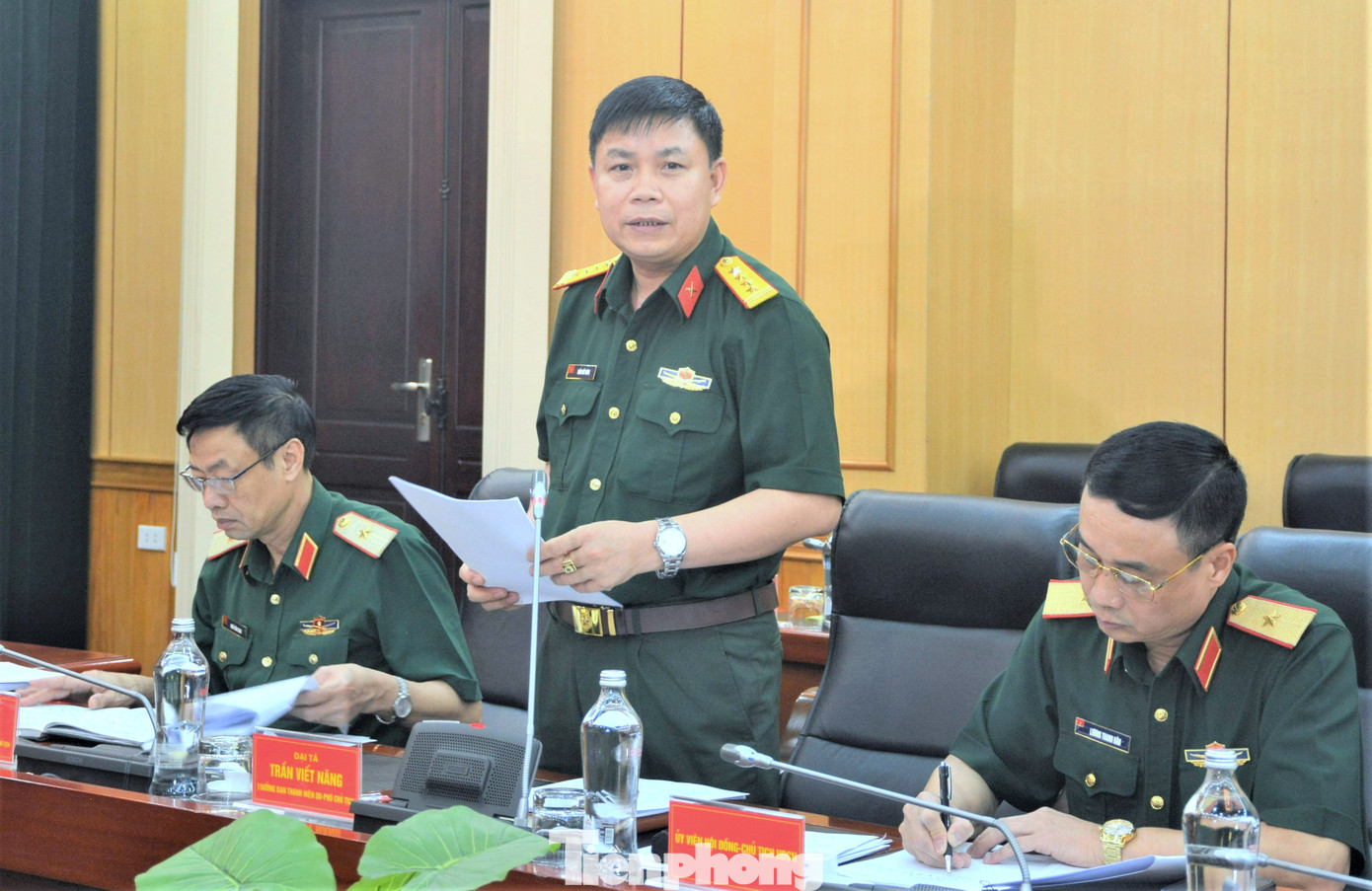 Đại tá Trần Viết Năng - Trưởng ban Thanh niên Quân đội, Phó Chủ tịch Hội đồng Giải thưởng TTST trong Quân đội thông tin về kết quả thẩm định Giải thưởng TTST trong Quân đội lần thứ 23.