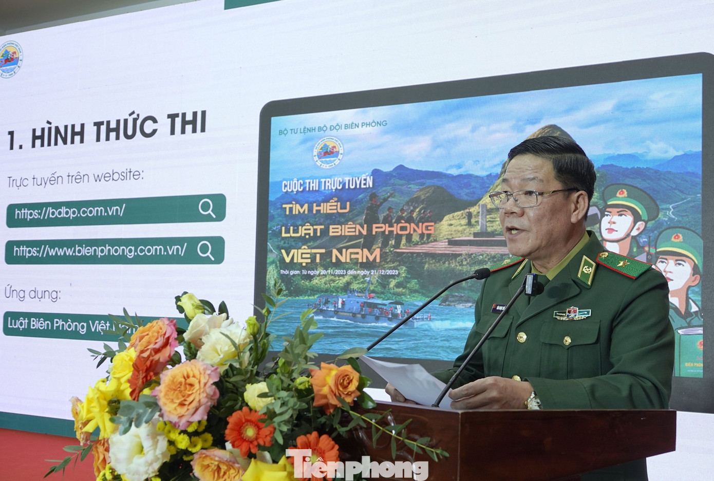 Thiếu tướng Văn Ngọc Quế - Phó Chủ nhiệm Chính trị BĐBP, chia sẻ thông tin về cuộc thi.