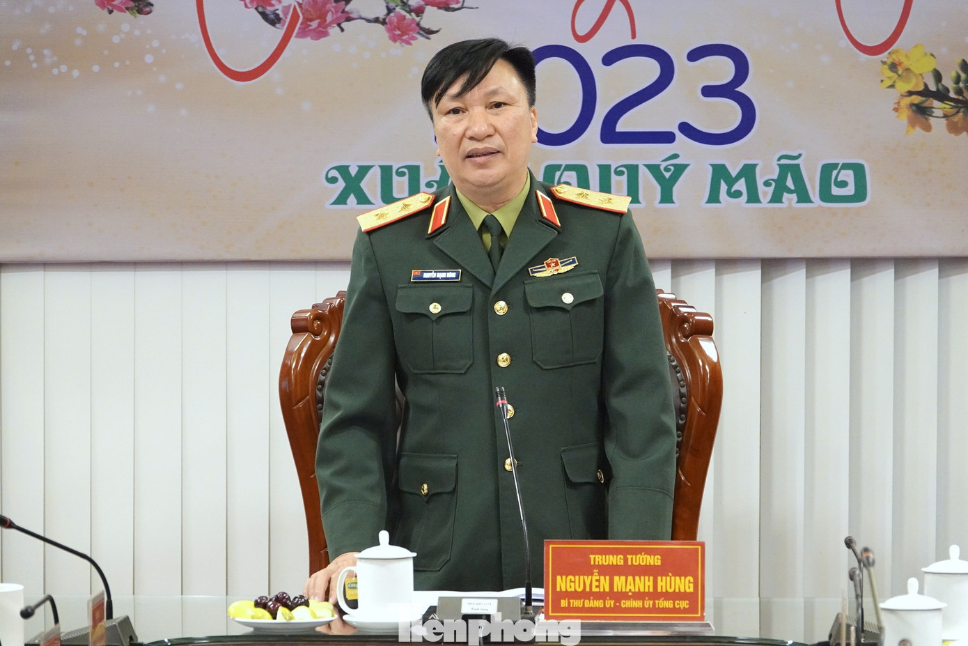 Trung tướng Nguyễn Mạnh Hùng phát biểu tại chương trình gặp mặt báo chí của Tổng cục Công nghiệp quốc phòng