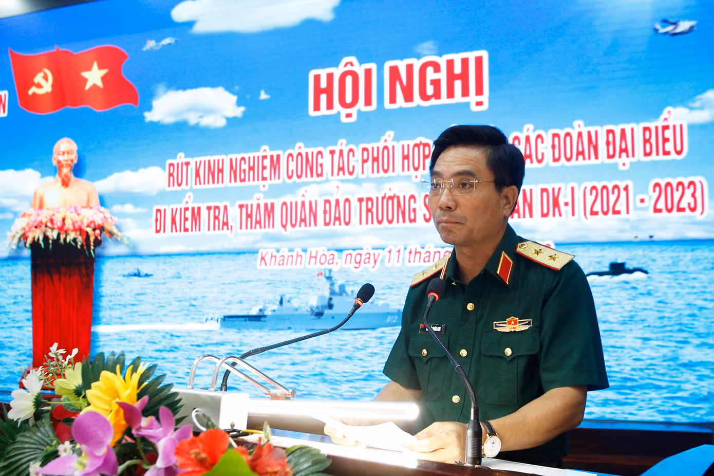 Trung tướng Nguyễn Doãn Anh - Phó Tổng tham mưu trưởng Quân đội nhân dân Việt Nam, phát biểu chỉ đạo tại hội nghị, sáng 11/8. Ảnh: PV