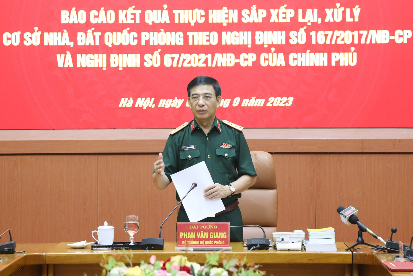 Đại tướng Phan Văn Giang phát biểu tại hội nghị. Đại tướng Phan Văn Giang phát biểu tại hội nghị.